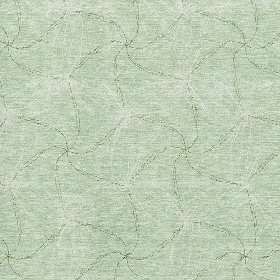 Mint Green And Ivory Geometric Washable Area Rug With UV Protection Photo 2