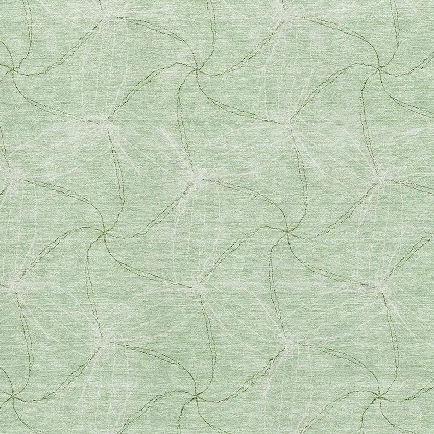 Mint Green And Ivory Geometric Washable Area Rug With UV Protection Photo 2