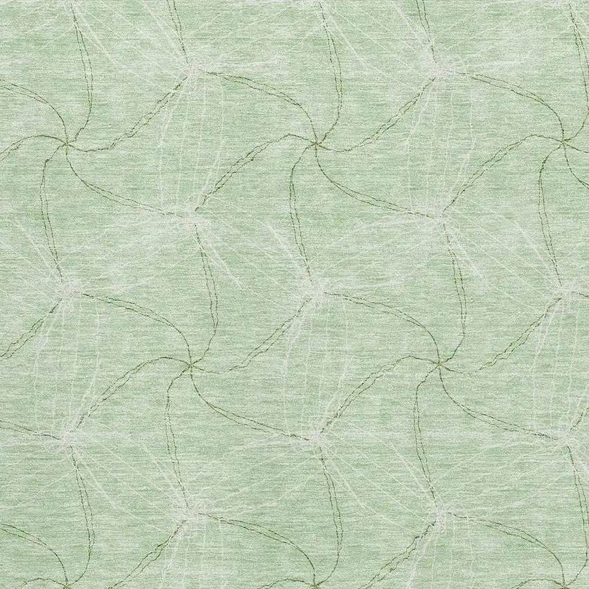 Mint Green And Ivory Geometric Washable Area Rug With UV Protection Photo 2