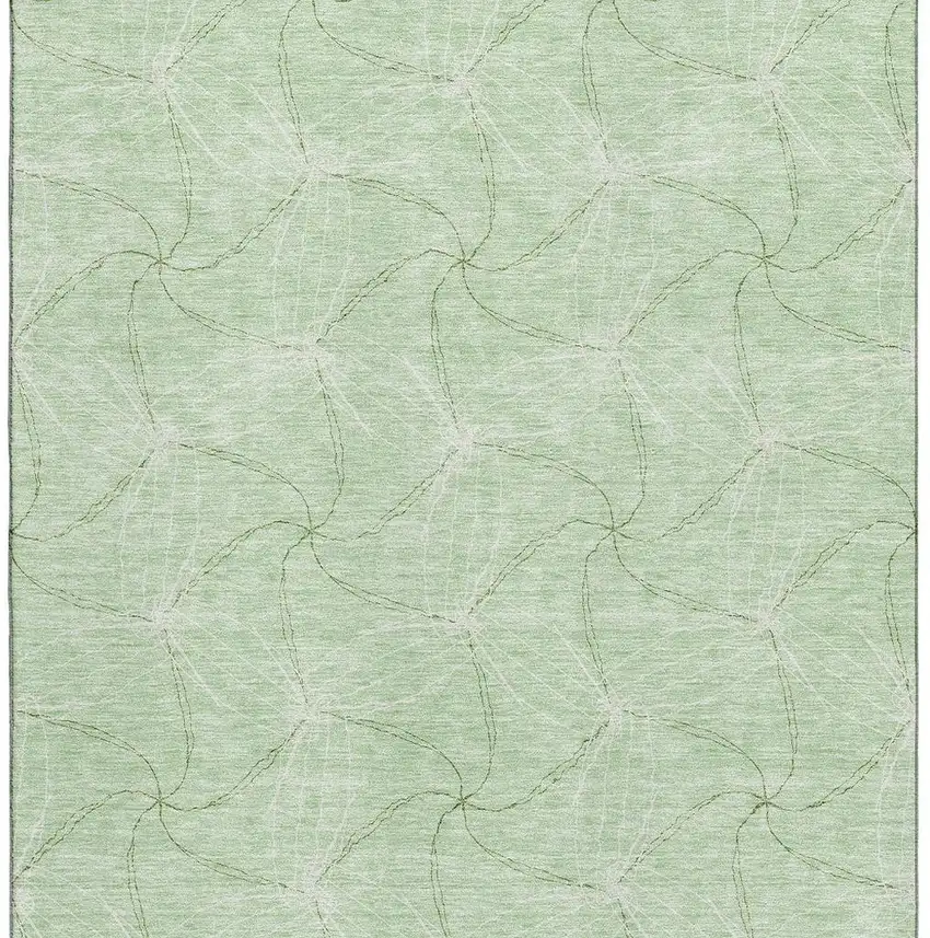 Mint Green And Ivory Geometric Washable Area Rug With UV Protection Photo 3