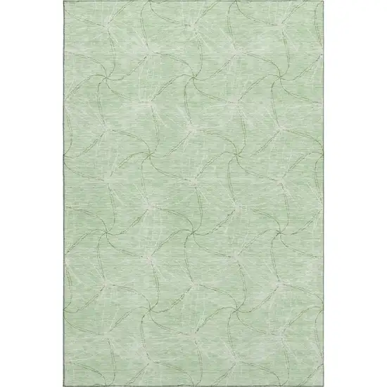 Mint Green And Ivory Geometric Washable Area Rug With UV Protection Photo 1