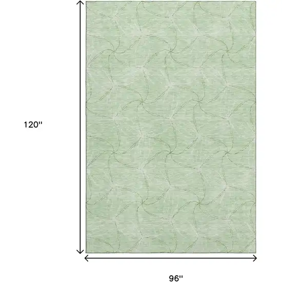 Mint Green And Ivory Geometric Washable Area Rug With UV Protection Photo 8