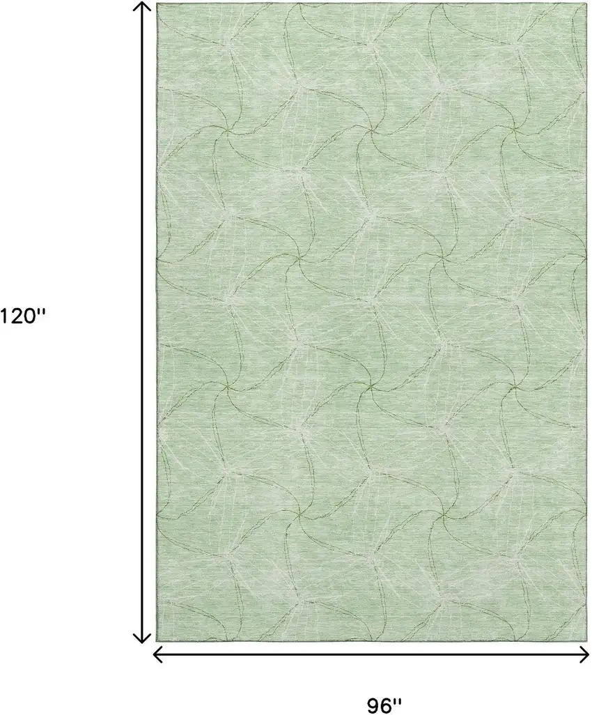 Mint Green And Ivory Geometric Washable Area Rug With UV Protection Photo 8