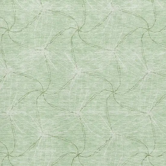 Mint Green And Ivory Geometric Washable Area Rug With UV Protection Photo 2