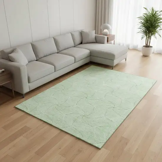 Mint Green And Ivory Geometric Washable Area Rug With UV Protection Photo 2