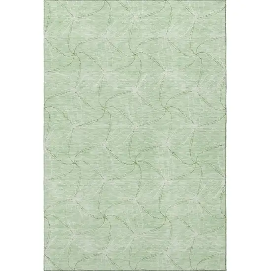 Mint Green And Ivory Geometric Washable Area Rug With UV Protection Photo 3
