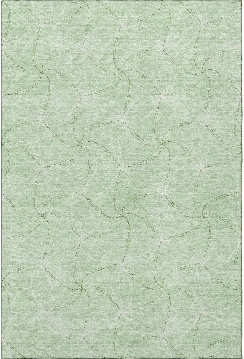 Mint Green And Ivory Geometric Washable Area Rug With UV Protection Photo 3