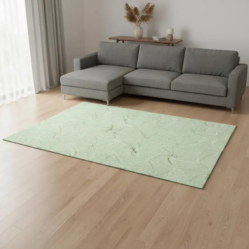 Mint Green And Ivory Geometric Washable Area Rug With UV Protection Photo 2