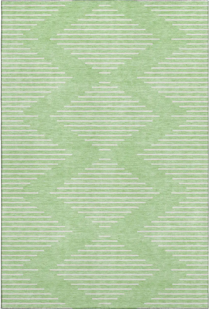 Mint Green And Ivory Geometric Washable Area Rug With UV Protection Photo 1