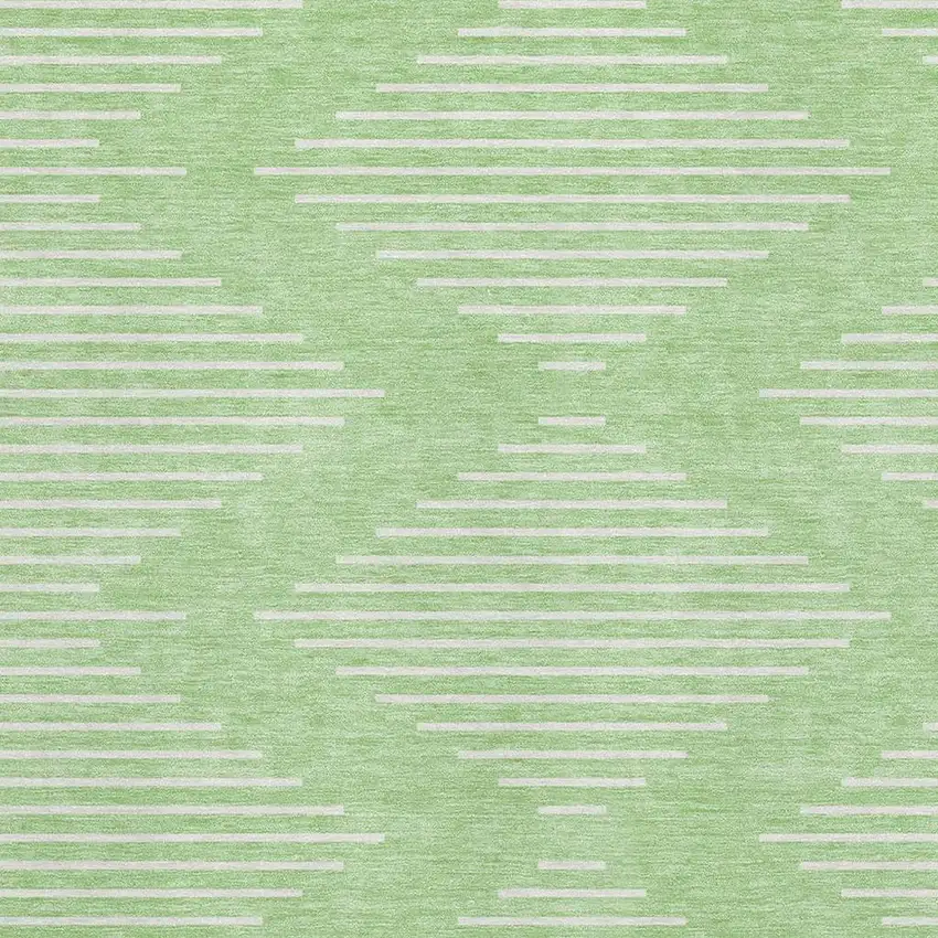 Mint Green And Ivory Geometric Washable Area Rug With UV Protection Photo 2