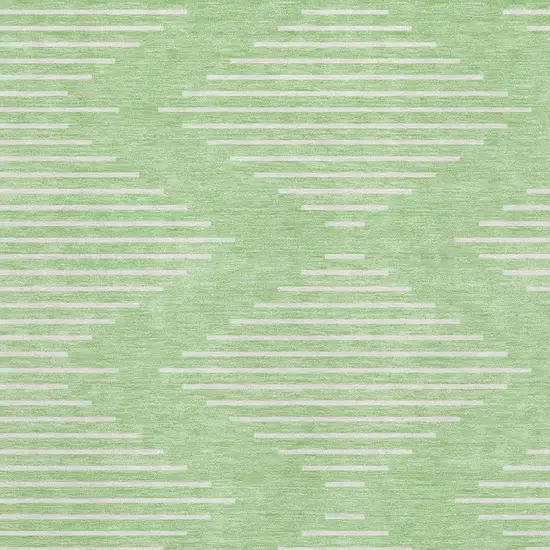 Mint Green And Ivory Geometric Washable Area Rug With UV Protection Photo 2