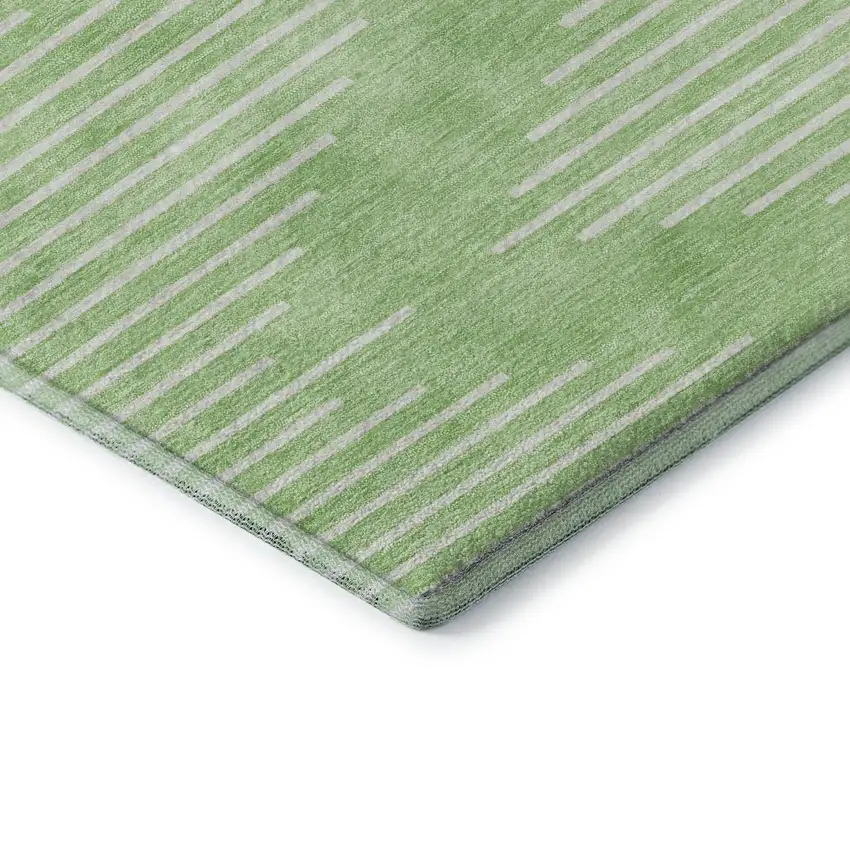 Mint Green And Ivory Geometric Washable Area Rug With UV Protection Photo 7