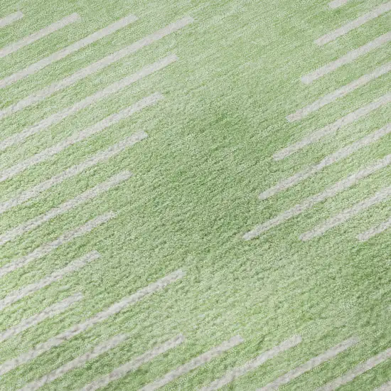 Mint Green And Ivory Geometric Washable Area Rug With UV Protection Photo 9