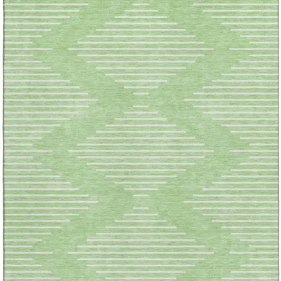 Mint Green And Ivory Geometric Washable Area Rug With UV Protection Photo 3