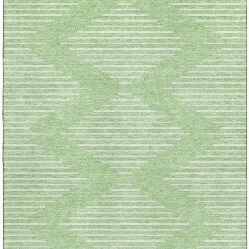 Mint Green And Ivory Geometric Washable Area Rug With UV Protection Photo 3