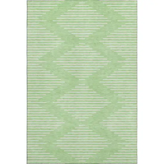 Mint Green And Ivory Geometric Washable Area Rug With UV Protection Photo 1