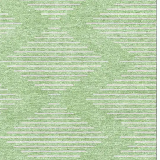 Mint Green And Ivory Geometric Washable Area Rug With UV Protection Photo 2