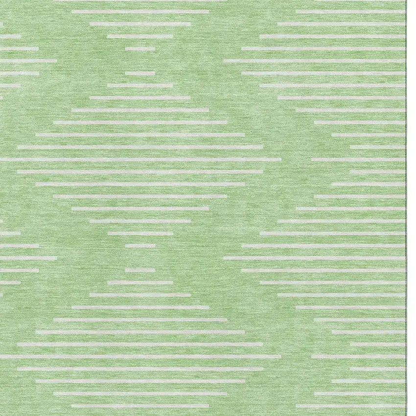 Mint Green And Ivory Geometric Washable Area Rug With UV Protection Photo 2