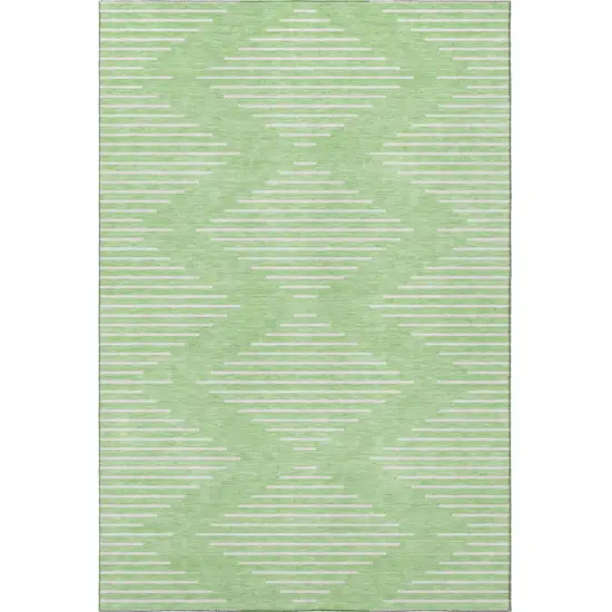 Mint Green And Ivory Geometric Washable Area Rug With UV Protection Photo 2
