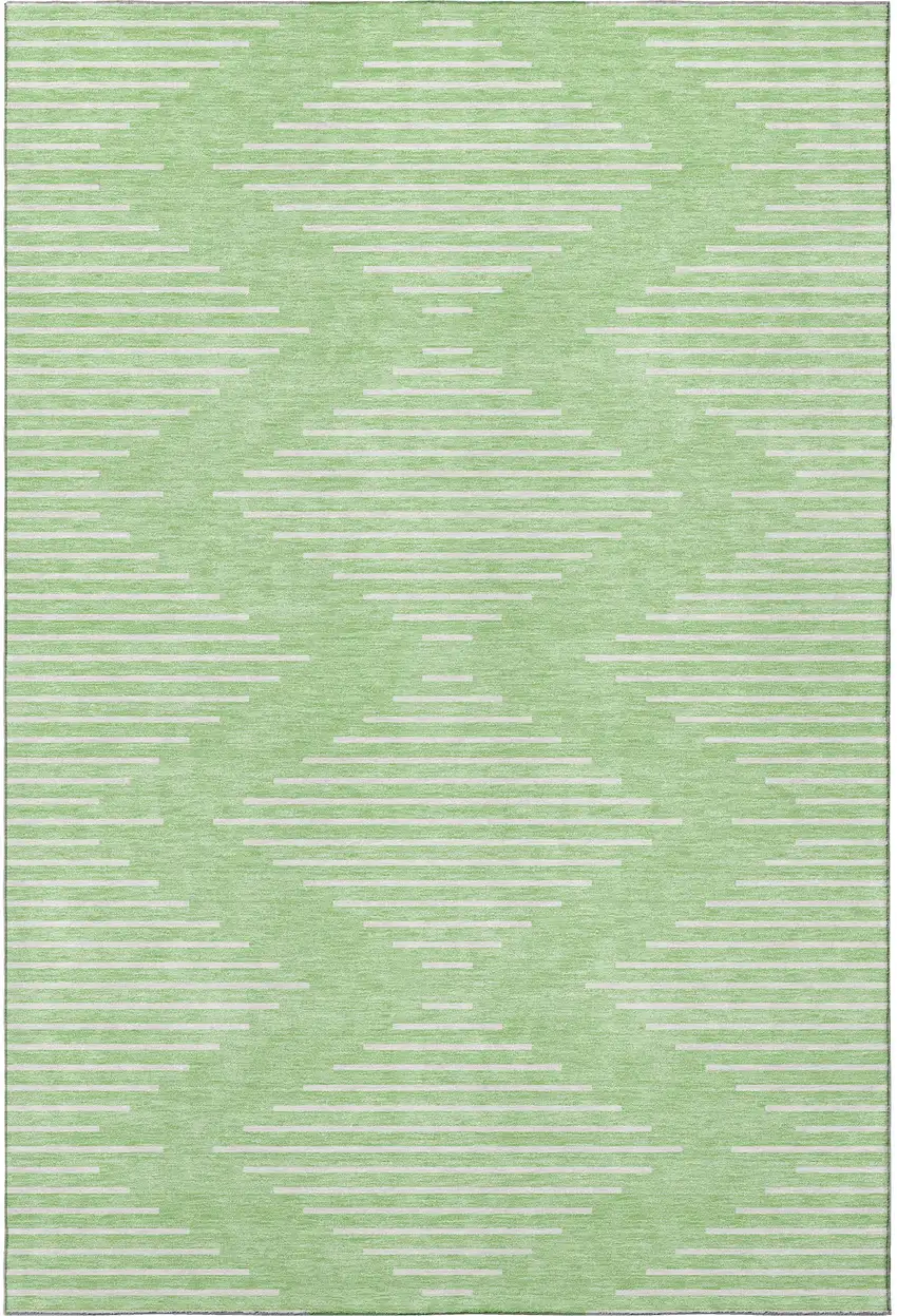 Mint Green And Ivory Geometric Washable Area Rug With UV Protection Photo 2