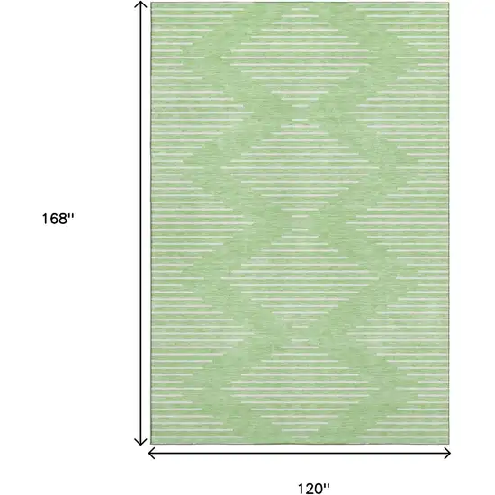 Mint Green And Ivory Geometric Washable Area Rug With UV Protection Photo 9