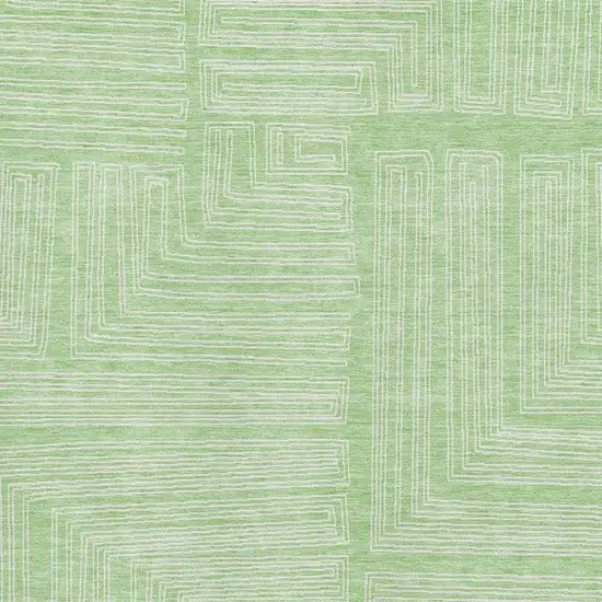 Mint Green And Ivory Geometric Washable Area Rug With UV Protection Photo 2
