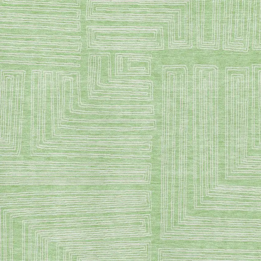 Mint Green And Ivory Geometric Washable Area Rug With UV Protection Photo 2