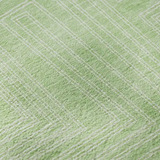 Mint Green And Ivory Geometric Washable Area Rug With UV Protection Photo 9