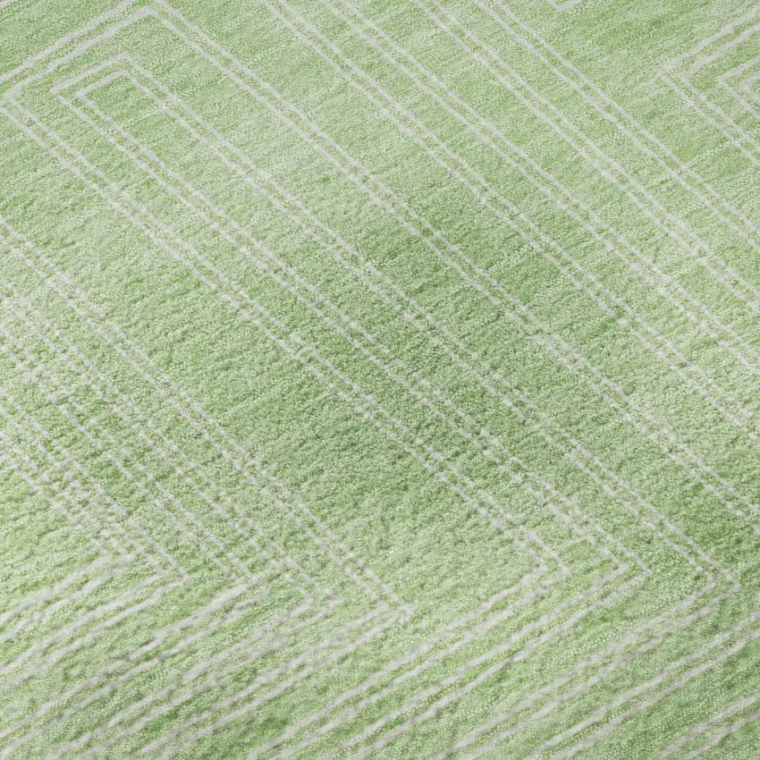Mint Green And Ivory Geometric Washable Area Rug With UV Protection Photo 9