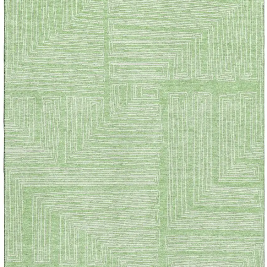Mint Green And Ivory Geometric Washable Area Rug With UV Protection Photo 3