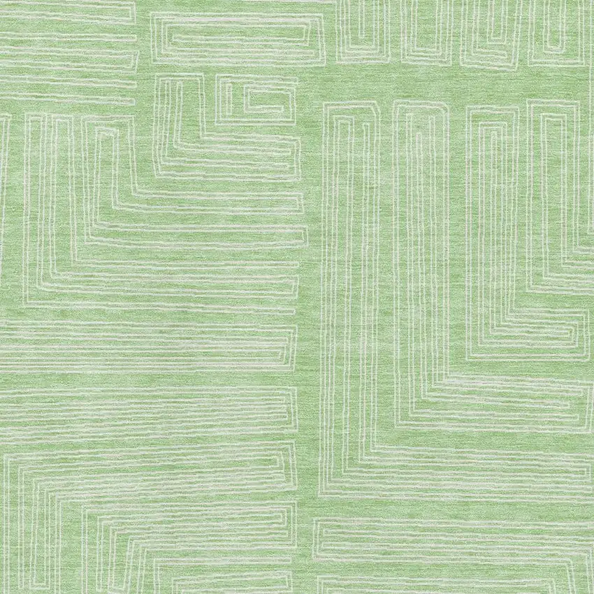 Mint Green And Ivory Geometric Washable Area Rug With UV Protection Photo 2