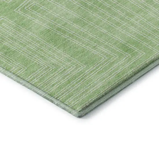 Mint Green And Ivory Geometric Washable Area Rug With UV Protection Photo 7