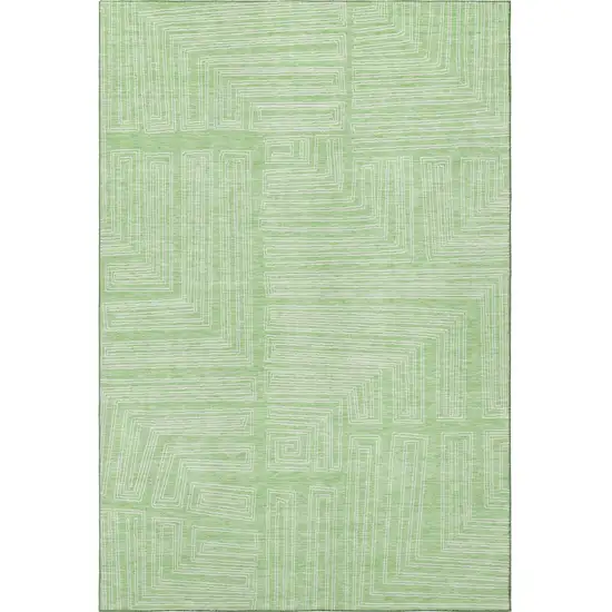 Mint Green And Ivory Geometric Washable Area Rug With UV Protection Photo 3
