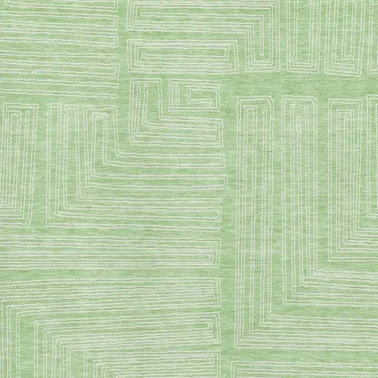 Mint Green And Ivory Geometric Washable Area Rug With UV Protection Photo 2
