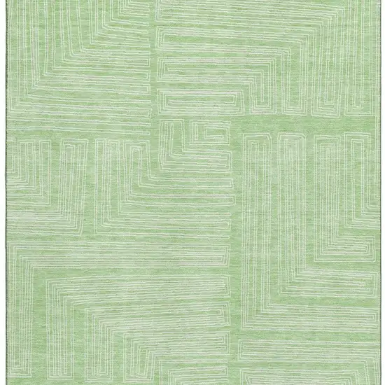 Mint Green And Ivory Geometric Washable Area Rug With UV Protection Photo 3