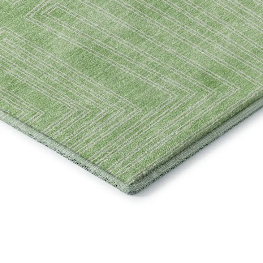 Mint Green And Ivory Geometric Washable Area Rug With UV Protection Photo 7