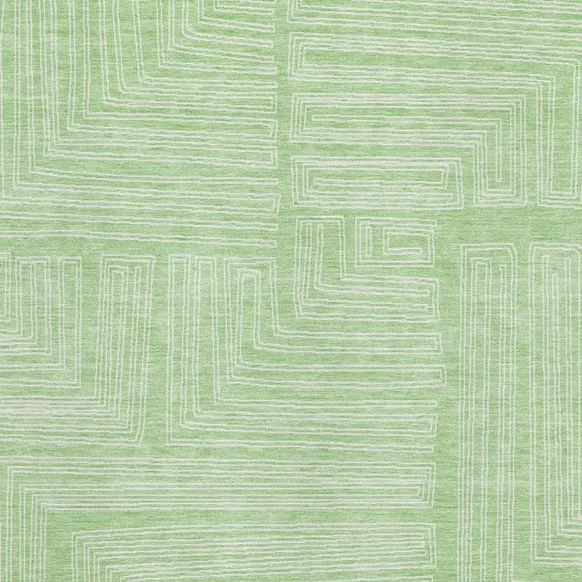 Mint Green And Ivory Geometric Washable Area Rug With UV Protection Photo 2