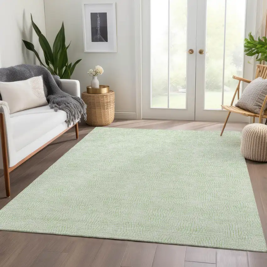 Mint Green And Ivory Geometric Washable Area Rug With UV Protection Photo 6
