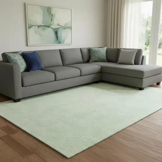 Mint Green And Ivory Geometric Washable Area Rug With UV Protection Photo 2