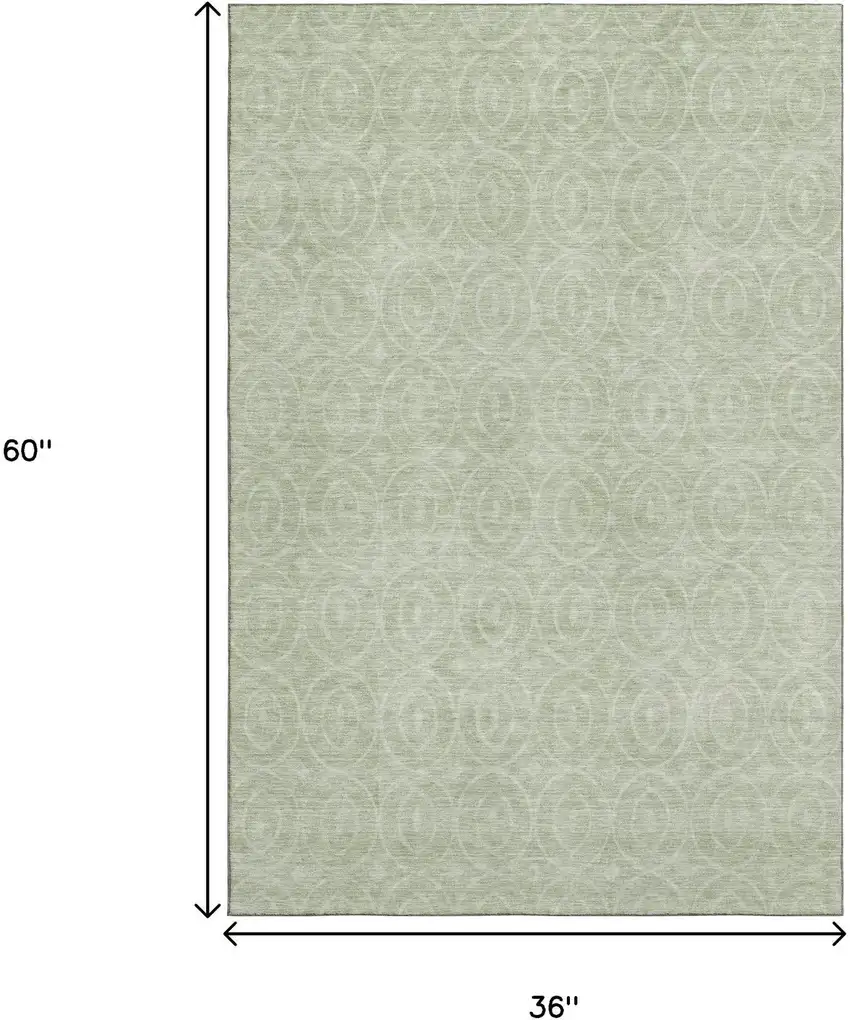 Mint Green And Ivory Geometric Washable Area Rug With UV Protection Photo 3