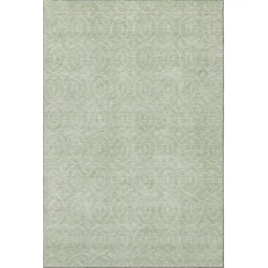 Mint Green And Ivory Geometric Washable Area Rug With UV Protection Photo 3