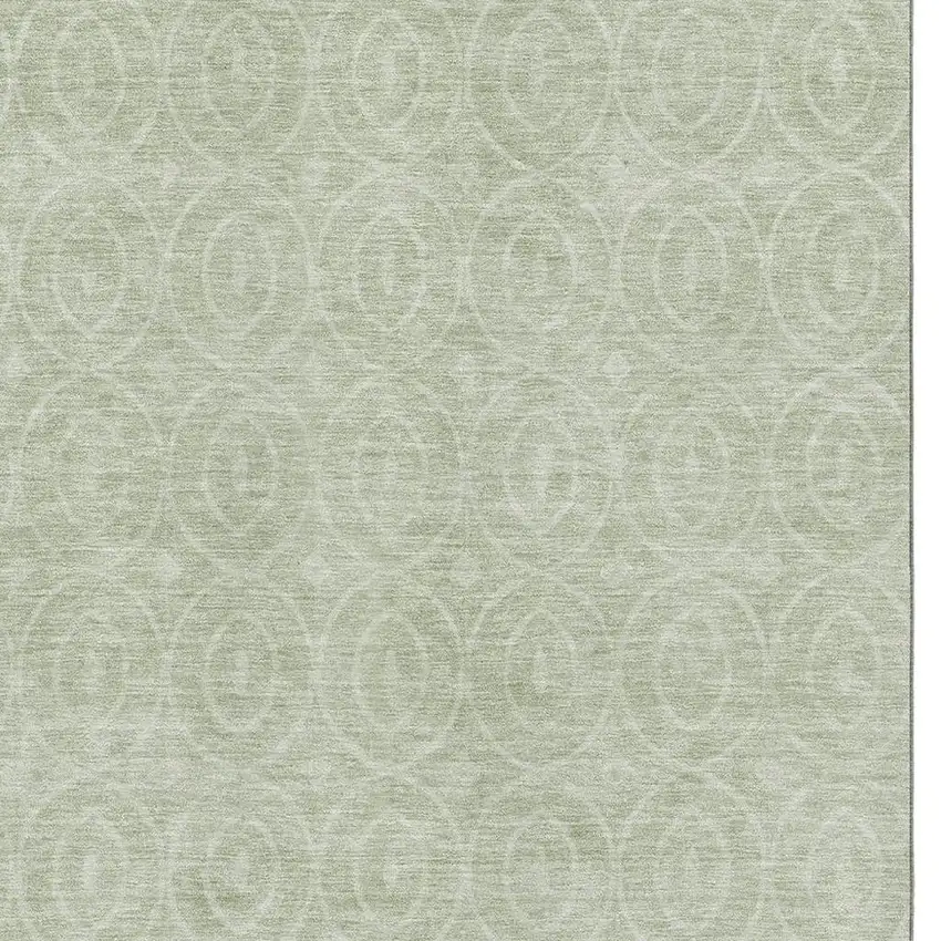 Mint Green And Ivory Geometric Washable Area Rug With UV Protection Photo 2