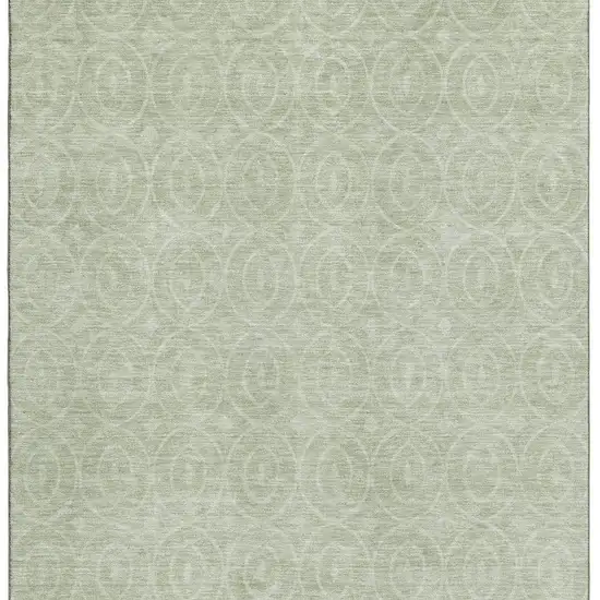 Mint Green And Ivory Geometric Washable Area Rug With UV Protection Photo 3