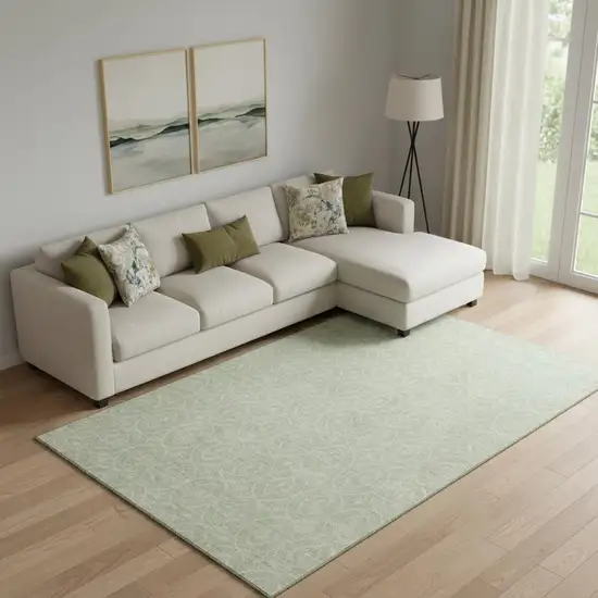 Mint Green And Ivory Geometric Washable Area Rug With UV Protection Photo 2