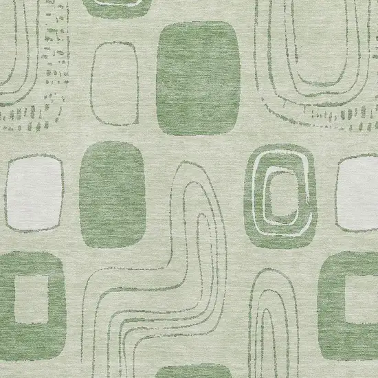 Mint Green And Ivory Geometric Washable Area Rug With UV Protection Photo 2