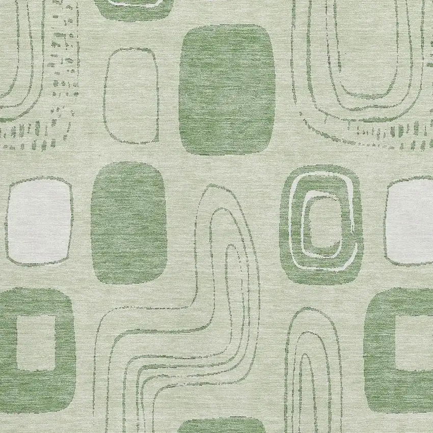 Mint Green And Ivory Geometric Washable Area Rug With UV Protection Photo 2