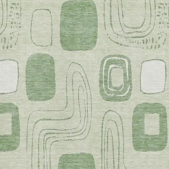 Mint Green And Ivory Geometric Washable Area Rug With UV Protection Photo 2