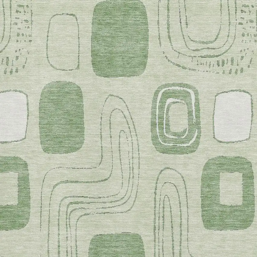 Mint Green And Ivory Geometric Washable Area Rug With UV Protection Photo 2