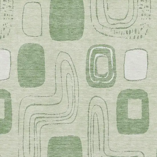 Mint Green And Ivory Geometric Washable Area Rug With UV Protection Photo 2