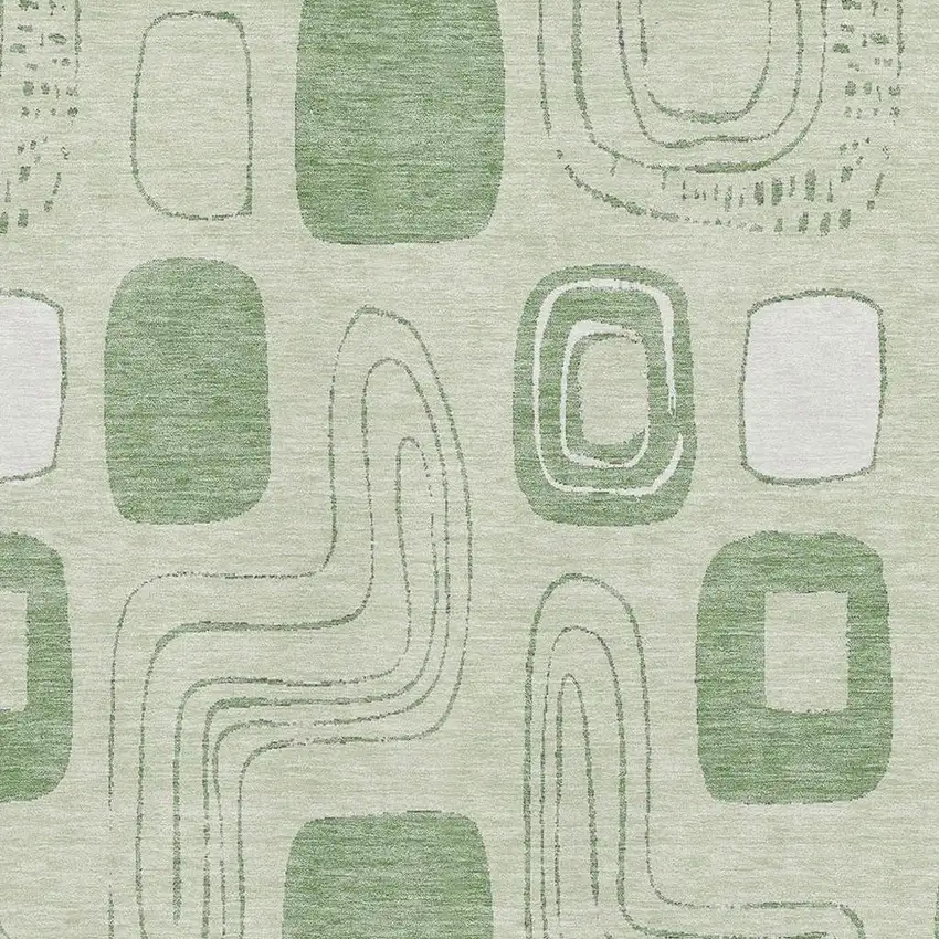Mint Green And Ivory Geometric Washable Area Rug With UV Protection Photo 2
